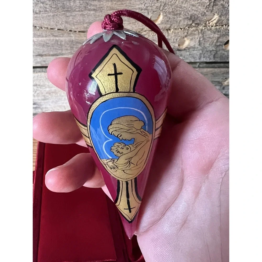 Chase Reverse Glass Art Blown Jesus Christmas Ornament Hand Painted Signed w Box
